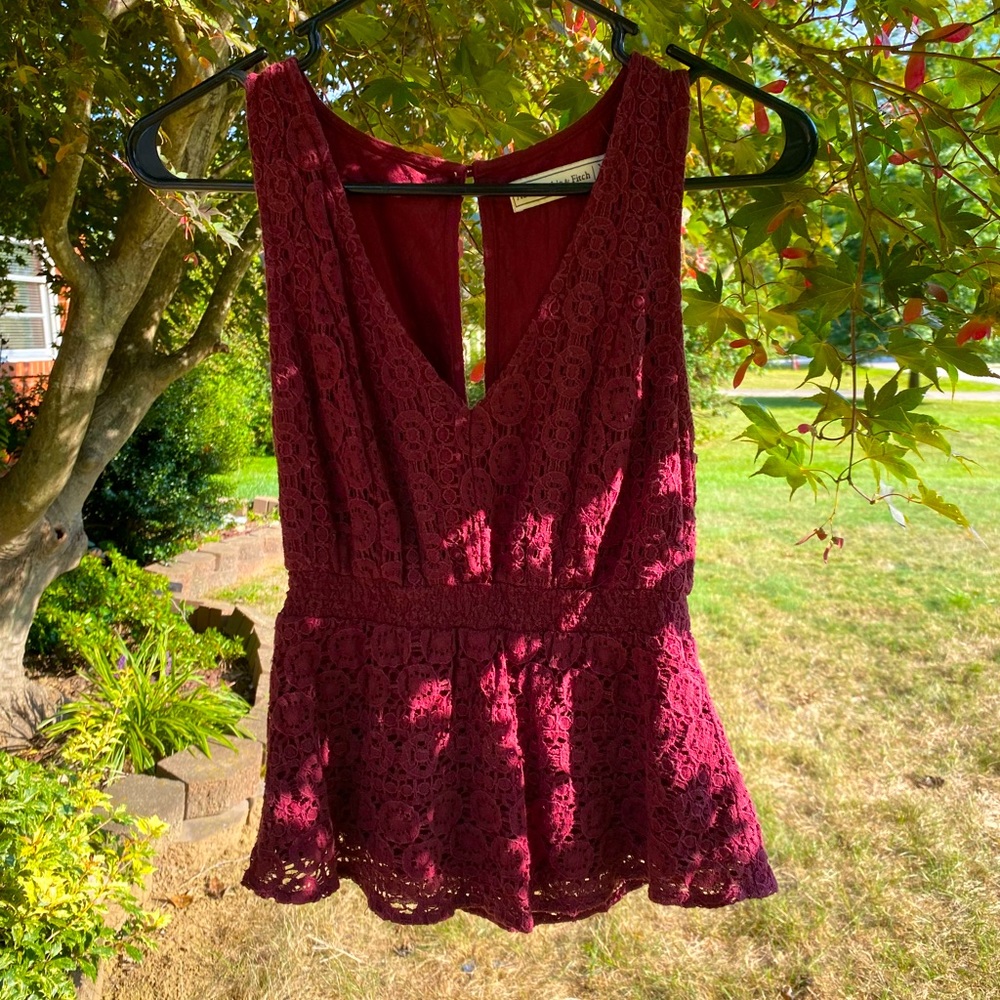 Abercrombie and Fitch Maroon Baby Doll Blouse